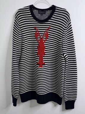 Brooks Brothers Cotton Textured Lobster Intarsia Sweater Men's Sz 2XL Preppy